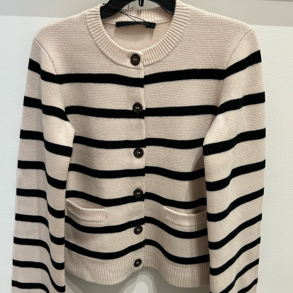Jenni Kayne Cooper Cardigan.        Jenni Kayne Black and Cream Striped Cardigan